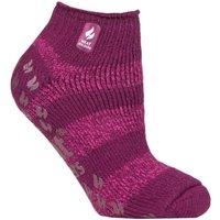 SOCKSHOP Heat Holders Women's 1 Pair 2.3 TOG Patterned & Striped Ankle Slipper Socks in Fuchsia | Size: 4-8