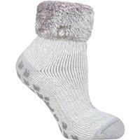 SOCKSHOP Heat Holders Women's 1 Pair Lounge Feather Turn Over Cuff Socks in Grey | Size: 4-8