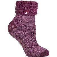 SOCKSHOP Heat Holders Women's 1 Pair Lounge Feather Turn Over Cuff Socks in Pale Lilac | Size: 4-8