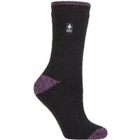SOCKSHOP Heat Holders Women's 1 Pair 2.3 TOG Patterned Thermal Socks in Purple | Size: 4-8