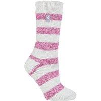 SOCKSHOP Heat Holders Women's 1 Pair 2.3 TOG Patterned Thermal Socks in Light Grey | Size: 4-8