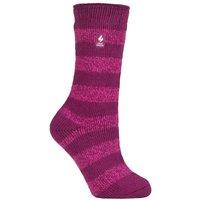 SOCKSHOP Heat Holders Women's 1 Pair 2.3 TOG Patterned Thermal Socks in Dark Pink | Size: 4-8