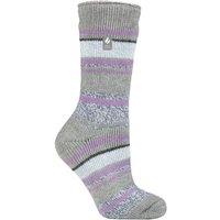 SOCKSHOP Heat Holders Women's 1 Pair 2.3 TOG Patterned Thermal Socks in Grey | Size: 4-8