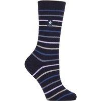 SOCKSHOP Heat Holders Women's 1 Pair 1.0 TOG Ultralite Striped, Argyle & Patterned Socks in Navy | Size: 4-8