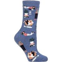 SOCKSHOP Heat Holders Women's 1 Pair 1.6 TOG Lite Hobby Socks in Mid Blue | Size: 4-8