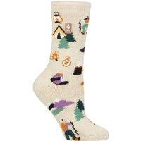SOCKSHOP Heat Holders Women's 1 Pair 1.6 TOG Lite Hobby Socks in Cream | Size: 4-8