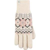 SOCKSHOP Heat Holders Women's 1 Pack Avens Patterned Gloves in Cream | Size: Medium/Large