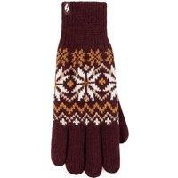 SOCKSHOP Heat Holders Women's 1 Pack Avens Patterned Gloves in Wine | Size: Medium/Large