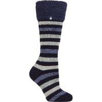 SOCKSHOP Heat Holders Women's 1 Pair 2.3 TOG Hellebore Cosy Cuff Wellington Boot Socks in Navy | Size: 4-8