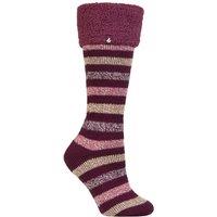 SOCKSHOP Heat Holders Women's 1 Pair 2.3 TOG Hellebore Cosy Cuff Wellington Boot Socks in Dark Red | Size: 4-8