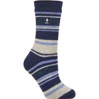 SOCKSHOP Heat Holders Women's 1 Pair 2.3 TOG Patterned Thermal Socks in Cobalt | Size: 4-8