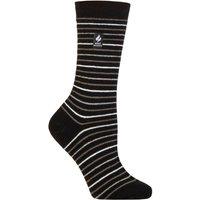 SOCKSHOP Heat Holders Women's 1 Pair 1.0 TOG Ultralite Striped, Argyle & Patterned Socks in Jet Black | Size: 4-8