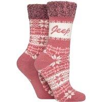 Jeep Women's 2 Pair Fairisle Soft Top Boot Socks Gift Set in Rose | Size: 4-8