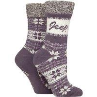 Jeep Women's 2 Pair Fairisle Soft Top Boot Socks Gift Set in Lilac | Size: 4-8