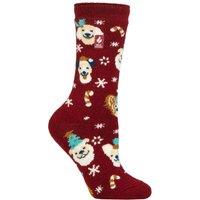 SOCKSHOP Heat Holders Women's 1 Pair Lite Christmas Socks in Red | Size: 4-8