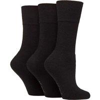 SOCKSHOP Gentle Grip Women's 3 Pair Cotton Cushioned Foot Sports Socks in Black | Size: 4-8