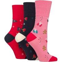 SOCKSHOP Gentle Grip Women's 3 Pair Bamboo Christmas Socks | Size: 4-8