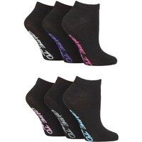 SOCKSHOP Dare to Wear Women's 6 Pair Dare to Wear Patterned & Plain Trainer Socks in Black | Size: 4-8