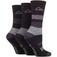SOCKSHOP Storm Bloc Women's 3 Pair Cotton Striped Boot Socks in Grey | Size: 4-8