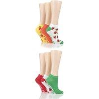 SOCKSHOP Dare to Wear Women's 6 Pair Dare to Wear Patterned & Plain Trainer Socks in Orange | Size: 4-8