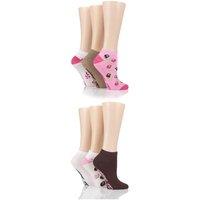 SOCKSHOP Dare to Wear Women's 6 Pair Dare to Wear Patterned & Plain Trainer Socks in Light Pink | Size: 4-8