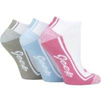 Jeep Women's 3 Pair Performance Trainer Socks in White | Size: 4-8