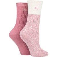 Jeep Women's 2 Pair Super Soft Cable Knit Boot Socks in Rose | Size: 4-8