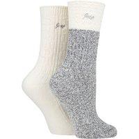 Jeep Women's 2 Pair Super Soft Cable Knit Boot Socks in Grey | Size: 4-8