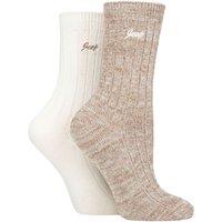 Jeep Women's 2 Pair Performance Polyester Boot Socks in Tan | Size: 4-8
