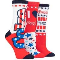 Coca-Cola Women's 3 Pair Coca Cola Stars & Stripes Cotton Socks | Size: 4-8