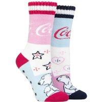 Coca-Cola Women's 2 Pair Coca Cola Love Polar Bear Slipper Socks | Size: 4-8