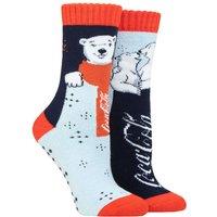Coca-Cola Women's 2 Pair Coca Cola Scarf Polar Bear Slipper Socks | Size: 4-8