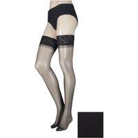 SOCKSHOP Women's 1 Pair 10 Denier Classic Nylon Lace Top Hold Ups in Black | Size: Medium
