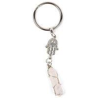 Myga Women's Keyring - Hamsa & Clear Quartz in Silver