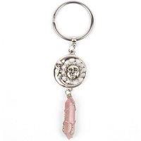 Myga Women's Keyring - Sun Moon & Rose Quartz in Silver