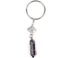 Myga Women's Keyring - Lotus & Blue Sandstone in Silver