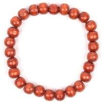 Myga Women's Natural Handmade Wooden Bead Bracelet in Red