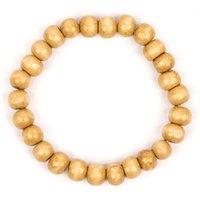 Myga Women's Natural Handmade Wooden Bead Bracelet in Brown