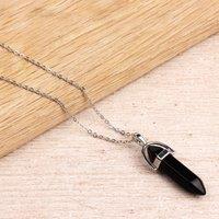 Myga Women's Silver Plated Necklace - Obsidian Pendant in Black | Size: 17 inches