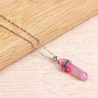Myga Women's Silver Plated Necklace - Pink Agate Pendant | Size: 17 inches