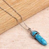 Myga Women's Silver Plated Necklace - Turquoise Pendant in Blue | Size: 17 inches