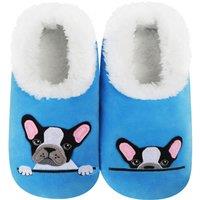 Animal Crackers Women's Snoozies French Bulldog Cosy Washable Slippers in Blue | Size: 6-7