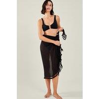 Accessorize Women's Tassel Trim Sarong in Black