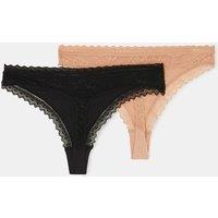 Accessorize Women's 2-Pack Lace-Trim Thongs | Size: Medium
