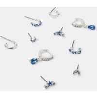 Accessorize Women's 5-Pack Diamante Gem Stud & Hoop Earrings in Silver