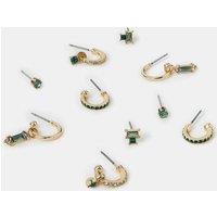 Accessorize Women's 5-Pack Gemstone Stud & Hoop Earrings in Gold
