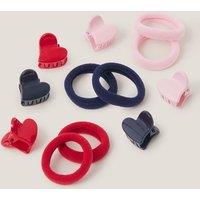 Monsoon Women's 24-Pack Heart Claw Clips & Hair Bands in Blue