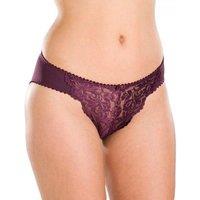 Camille Women's Three Pack Floral Lace Midi Briefs in Aubergine | Size: 18-20