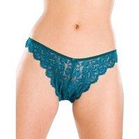 Camille Women's Three Pack Floral Lace Thongs in Teal | Size: 18-20