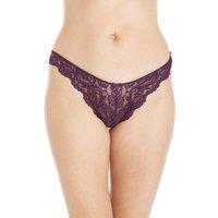 Camille Women's Three Pack Floral Lace Thongs in Aubergine | Size: 18-20